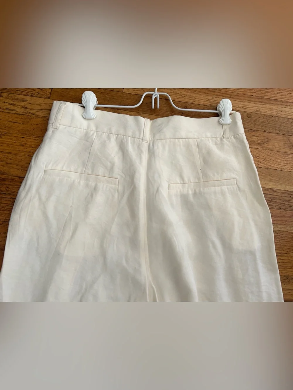 Zara Cream Wide-Leg Linen-Blend Pants